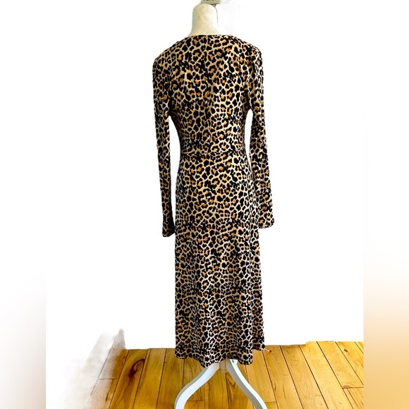 Zara Leopard Print  Long Sleeve V Neck  Dress Animal Print - Picture 3 of 6
